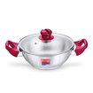 Picture of Prestige Platina Popular Kadhai 28 cm diameter with Lid 4.6 L capacity  (Stainless Steel, Induction Bottom)