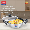 Picture of Prestige Platina Non-Stick SS Kadai with Lid 20 cm (Stainless Steel, Multicolor)