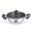 Picture of Prestige Platina Non-Stick Kadhai 26 cm diameter with Lid 3.8 L capacity  (Stainless Steel, Non-stick, Induction Bottom)