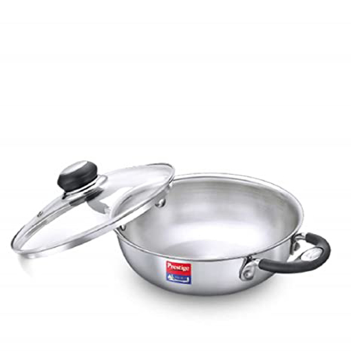 Picture of Prestige Triply Splendor Kadhai 20 cm diameter with Lid 2 L capacity  (Stainless Steel, Induction Bottom)