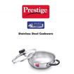 Picture of Prestige Tri Ply Splendor Kadai with Glass Lid and Induction Compatible Kadhai 24 cm diameter with Lid 3.1 L capacity  (Stainless Steel, Aluminium, Induction Bottom)