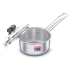 Picture of Prestige Tri Ply Sauce Pan 14 cm diameter with Lid 1.1 L capacity  (Stainless Steel, Non-stick, Induction Bottom)