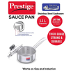 Picture of Prestige Tri Ply Sauce Pan 14 cm diameter with Lid 1.1 L capacity  (Stainless Steel, Non-stick, Induction Bottom)