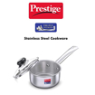 Picture of Prestige Tri Ply Sauce Pan 14 cm diameter with Lid 1.1 L capacity  (Stainless Steel, Non-stick, Induction Bottom)