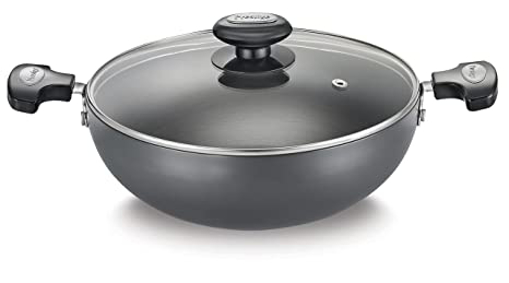 Picture of Prestige Hard Anodised Plus Kadhai 20 cm diameter with Lid 1.7 L capacity  (Hard Anodised, Non-stick, Induction Bottom)