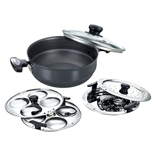 Picture of Prestige Hard Anodised Multi Kadai 220mm Standard Idli Maker  (2 Plates , 8 Idlis )