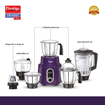 Picture of Prestige Delight Pro Mixer Grinder 750 W Mixer Grinder (3 Jars, White and grey)