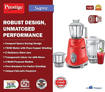 Picture of Prestige Watts Supra 750 Mixer Grinder (3 Jars, Red, Silver)