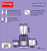 Picture of Prestige Supreme 750 Mixer Grinder (3 Jars, Violet)