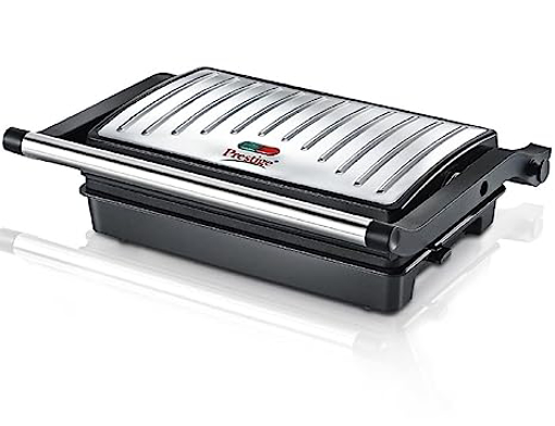 Picture of Prestige PEG 5.0 Non-Stick Coating 800 W Electric Grill Sandwich Maker(Silver and Black)