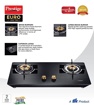 Picture of Prestige EURO Glass Top Powder Coated Body with Toughened Glass Manual Gas Stove  (2 Burners)