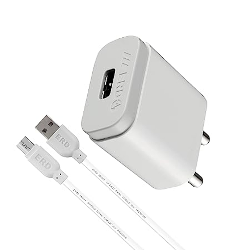 Picture of ERD TC-11 Mobile Phone Wall Charger | BIS Certified Charger Adapter with 1 Meter Long Micro USB Cable (White), (Model: TC-11_MICROUSB)