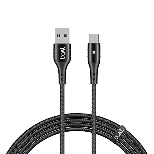 Picture of boAt USB Type C Cable 3 A 1.5 m Type C 600 Stress Resistant,Auto Disconnecting Cable with LED Indicator, 3A  (Compatible with Mobile, Tablet, Laptop, Mecurial Black)