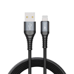 Picture of boAt LTG 550v3 Lightning Apple MFi Certified Cable with Spaceship Grade Aluminium Housing,Stress Resistance, Rapid 2.4A Charging & 480mbps Data Sync, 1m Length & 10000+ Bends Lifespan(Mercurial Black)