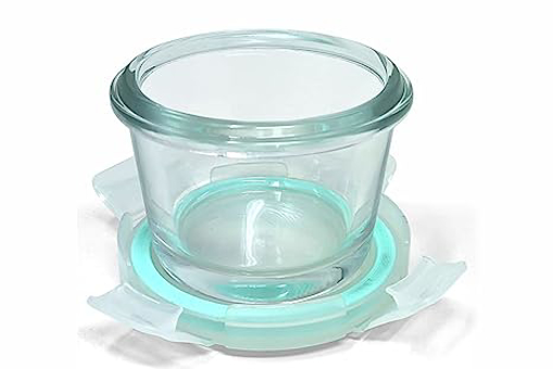 Picture of Signoraware Lock 'N' Store Round High Microwave Oven Borosilicate Safe Glass Container with Air Tight Lid | Multipurpose Jar Box (125ml, Transparent, Food Grade)