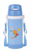 Picture of SignoraWare 350ml Drizzle Water Bottle for Kids, BPA Free, Vacuum Insulated Stainless Steel, 8 Hours Hot Cold, Leak Proof Seal Attached Sipper, Anti-Skid Silicone Base, Adjustable Strap