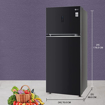 Picture of LG 423 L 3 Star Frost-Free Smart Inverter Wi-Fi Double Door Refrigerator (GL-T422VESX, Ebony Sheen, Convertible & Door Cooling+, 2022 Model)