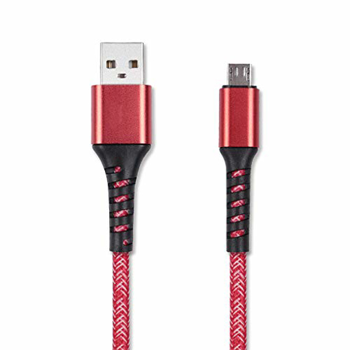 Picture of ERD Micro USB Cable 1 m UC 58 Braided Micro USB Data Cable  (Compatible with All Micro-USB Supported Devices, Mobile Phones, Red&Black, One Cable)