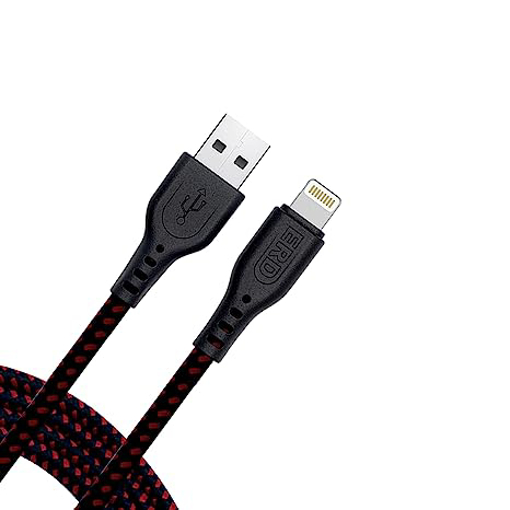 Picture of ERD Lightning Cable 1 m UC 78 Braided IP5 Data Cable  (Compatible with Iphone Devices, Grey&Black, One Cable)