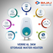 Picture of BAJAJ 6 L Storage Water Geyser (Verre 3kW 5 Star, White & Blue)