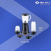 Picture of Bajaj NX-01, Powerful 300W Mixer Grinder, Blender, Juicer and Smoothie Maker with Sipper and Store Lids, 3 Jars, Black, Regular