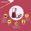 Picture of Bajaj Juvel Mixer Grinder 800 Watts, Maroon