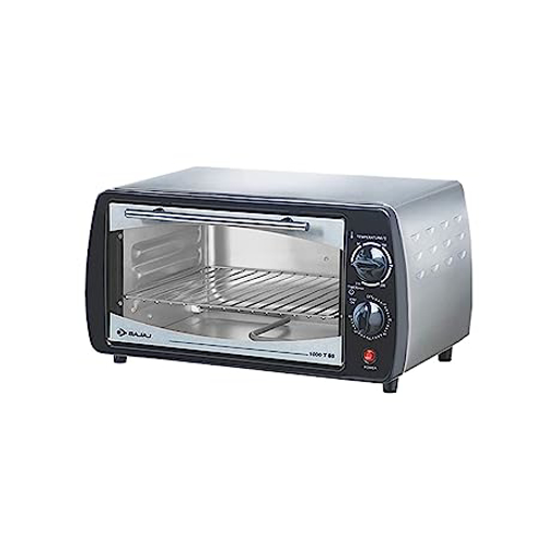 Picture of Bajaj 1000TSS 10 Litre Oven Toaster Grill (10 Litres OTG), Baking Accessories with Extra Pizza Tray, Stainless Steel Body with Transparent Glass Door, 2 Year Warranty, Black & Silver