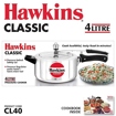 Picture of Hawkins Classic (CL40) 4 L Pressure Cooker  (Aluminium)