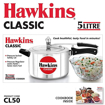 Picture of Hawkins Classic (CL50) 5 L Pressure Cooker  (Aluminium)