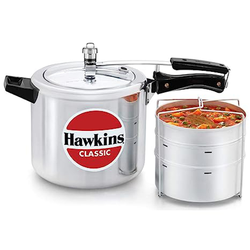 Picture of Hawkins Classic 6.5L Inner Lid Pressure Cooker with Aluminium Separators (Silver)