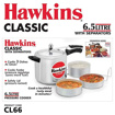 Picture of Hawkins Classic 6.5L Inner Lid Pressure Cooker with Aluminium Separators (Silver)