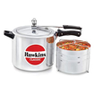 Picture of Hawkins Classic Aluminium Inner Lid Pressure Cooker with Separators, 10 Litre, Silver (CL11)