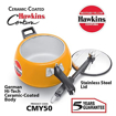 Hawkins Ceramic- Coated Contura 5L Mustard Yellow Aluminium Inner Lid Pressure Cooker की तस्वीर