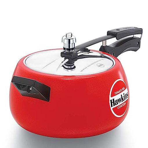 Hawkins Contura 5 Litre Aluminium Inner Lid Pressure Cooker, Ceramic Coated Handi Cooker, Tomato Red (CTR50) की तस्वीर