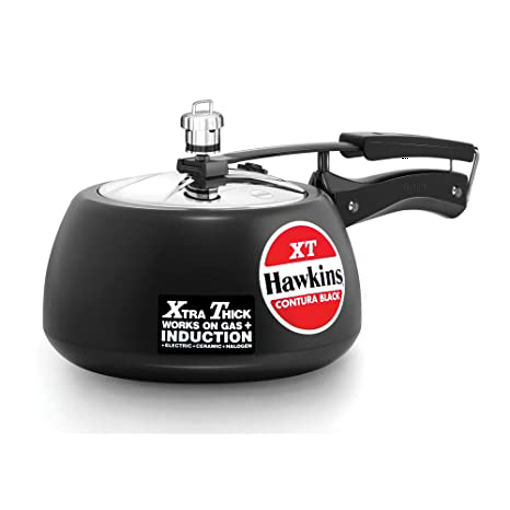 Hawkins Contura Black XT Induction Compatible Inner Lid Aluminium Pressure Cooker, 3 Litre, Black (CXT30) की तस्वीर