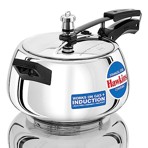 Hawkins Stainless Steel Contura (SSC50) 5 L Induction Bottom Pressure Cooker  (Stainless Steel) की तस्वीर