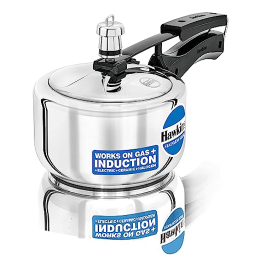 Hawkins 1.5 Litre Pressure Cooker, Stainless Steel Inner Lid Cooker, Induction Cooker, Small Cooker, Silver (HSS15) की तस्वीर