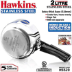 Picture of Hawkins Stainless Steel Induction Compatible Inner Lid Pressure Cooker, 2 Litre, Silver (HSS20)