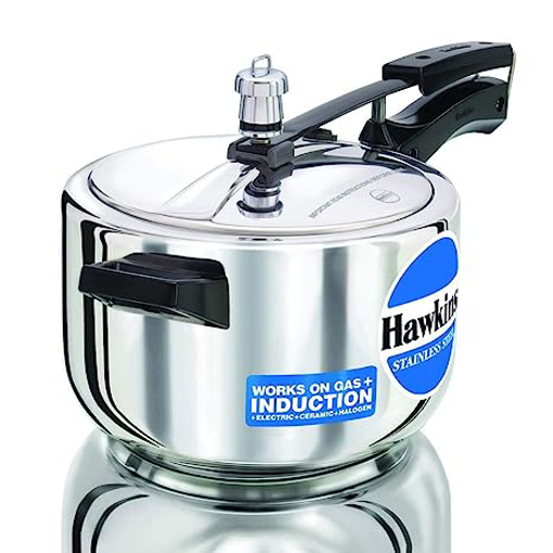 Hawkins 4 Litre Pressure Cooker, Stainless Steel Inner Lid Cooker, Induction Cooker, Silver (HSS40) की तस्वीर