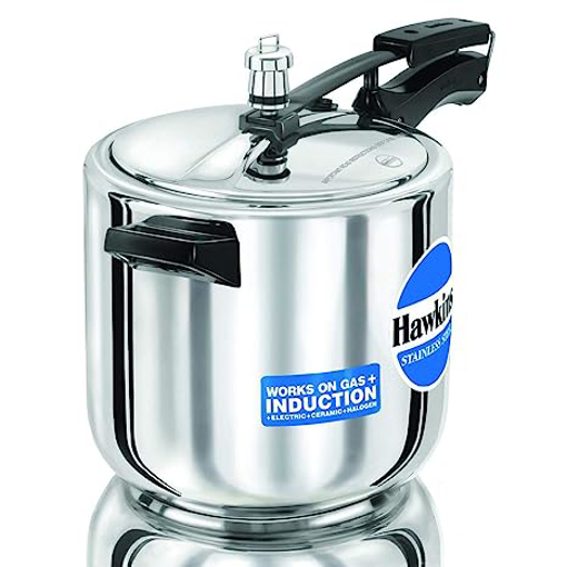 Hawkins Stainless Steel (HSS60) 6 L Induction Bottom Pressure Cooker  (Stainless Steel) की तस्वीर