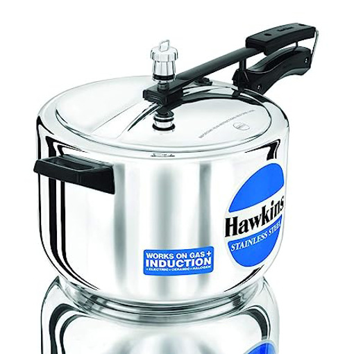 Hawkins Stainless Steel (HSS80) 8 L Induction Bottom Pressure Cooker  (Stainless Steel) की तस्वीर