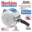 Hawkins Stainless Steel (HSS80) 8 L Induction Bottom Pressure Cooker  (Stainless Steel) की तस्वीर