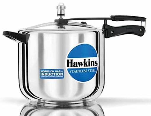 Hawkins Stainless Steel (HSS10) 10 L Induction Bottom Pressure Cooker  (Stainless Steel) की तस्वीर