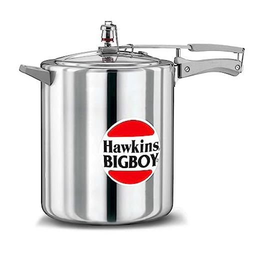 Hawkins Bigboy Aluminium Inner Lid Pressure Cooker, 14 Litre, Silver (BB14) की तस्वीर