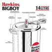 Picture of Hawkins Bigboy Aluminium Inner Lid Pressure Cooker, 14 Litre, Silver (BB14)