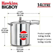 Picture of Hawkins Bigboy Aluminium Inner Lid Pressure Cooker, 14 Litre, Silver (BB14)