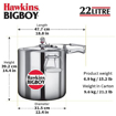 Picture of Hawkins Bigboy Aluminium Inner Lid Pressure Cooker, 22 Litre, Silver (BB22)