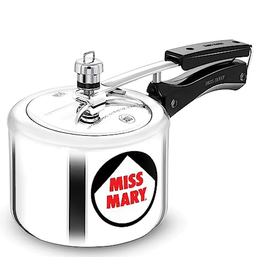 Picture of Hawkins 2 Litre Miss Mary Pressure Cooker, Small Inner Lid Cooker, Silver (MM20)