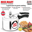 Picture of Hawkins 2 Litre Miss Mary Pressure Cooker, Small Inner Lid Cooker, Silver (MM20)