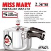 Picture of Hawkins 2.5 Litre Miss Mary Aluminium Pressure Cooker, Inner Lid Cooker, Silver (MM25)